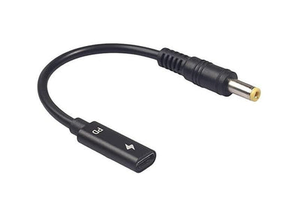 Adaptador Usb-C Hembra A 5.5x2.5mm Macho 65w De 15cm