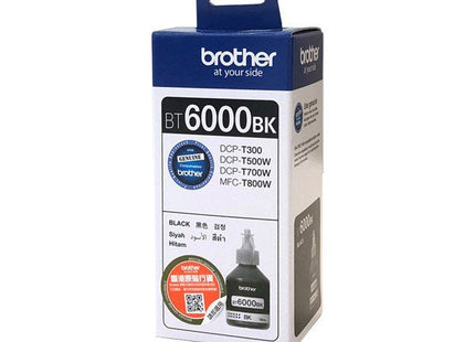 Tinta Original Brother Bt6000bk Negra | 6000pgs | Dcpt300/Dcpt500w/Dcpt700w/Mfct800w