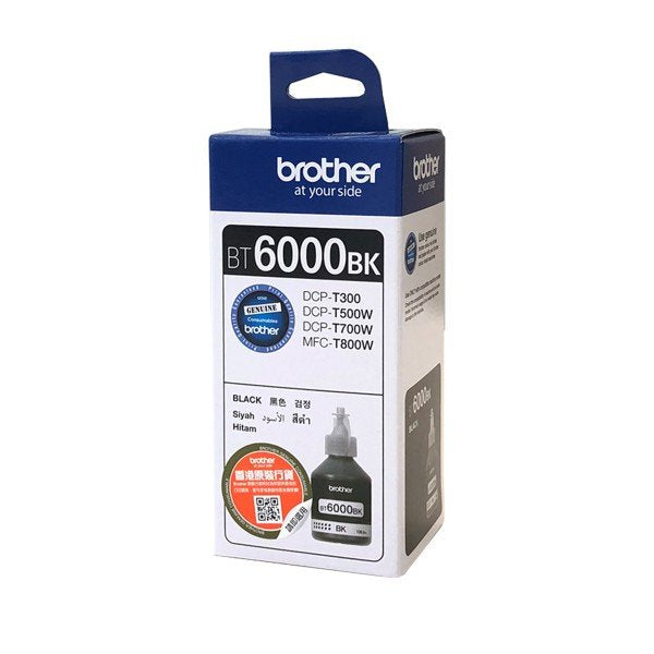 Tinta Original Brother Bt6000bk Negra | 6000pgs | Dcpt300/Dcpt500w/Dcpt700w/Mfct800w