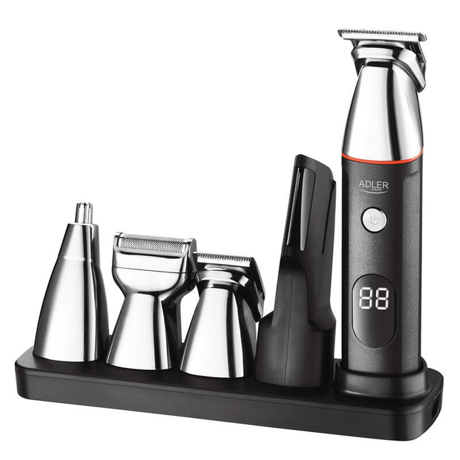 Adler Ad 2946 5in1 MenS Grooming Kit, Lcd Display, Black Stainless Steel