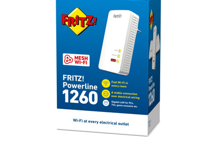 Adaptador Plc Fritz! Powerline 1260e  Wifi Ac 866mbps / Lan Gigabit / Plc Hasta 1200mbps 20002824