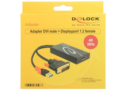 Delock Adapter Dvi Male > Displayport 1.2 Female Black
