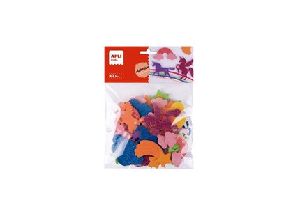 Apli Formas De Goma Eva Adhesiva Diseño Unicornios Bolsa De 40 C/Surtidos +4 Años
