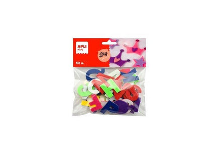 Apli Formas Fieltro Letras Adhesivos 30mm Colores Surtidos -52u-