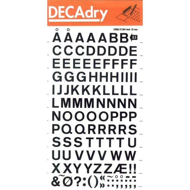 Apli Letras Transferibles Mayusculas Negras 10mm - Facil Aplicacion - 129 Caracteres - Resistente Al Agua - Negro