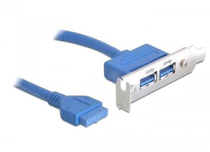 Delock Slot Bracket Usb 3.0 Pin Header 19 Pin 1 X Internal  2 X Usb 3.0-A Female External Low Profile