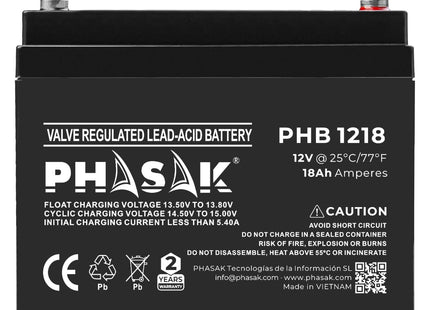 Batería Phasak Phb 1218 Compatible Con Sai Ups Phasak Según Especificaciones