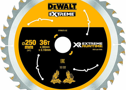 Hoja De Sierra Dewalt Dt99572-Qz  Circular 25 Cm 1 Pieza(S) Madera, 25 Cm, 3 Cm, Punta De Carburo De Tungsteno (Tct), 1,6 Mm, 6000 Rpm