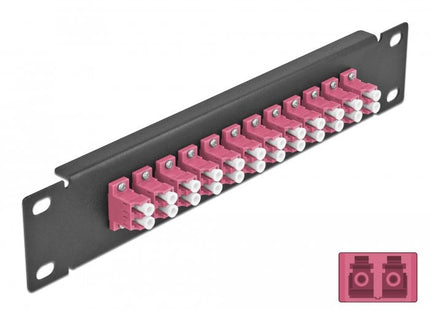 Delock 10" Patch Panel De Fibra Óptica 12 Puertos Lc Duplex Violeta 1 U Negro