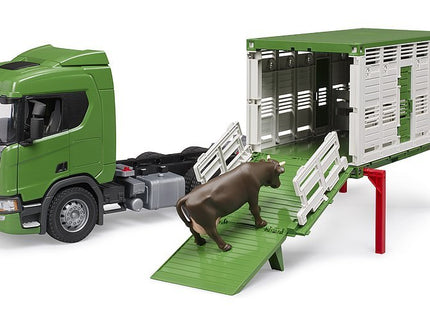 Bruder Scania Super 560r Camión De Transporte De Animales, Modelo De Vehículo Con 1 Ganado 3548