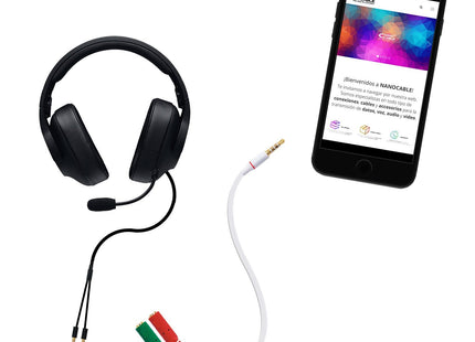 Nanocable Cable Adaptador Audio Jack 3.5mm Macho 4 Pines A 2x Jack 3.5mm Hembra 3 Pines 0.20m - Blanco