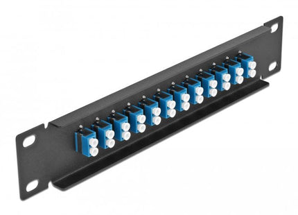 Delock 10" Patch Panel De Fibra Óptica 12 Puertos Lc Duplex Azul 1 U Negro