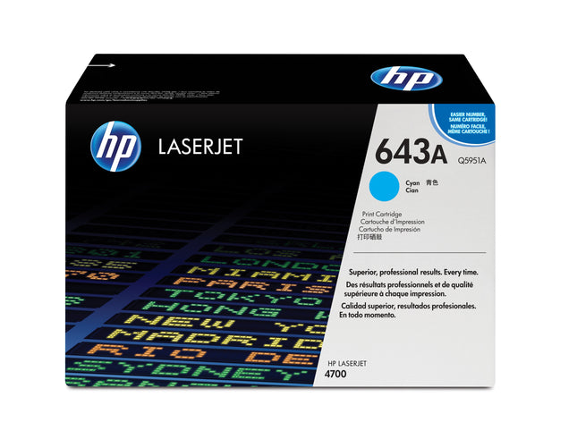 EAN 0829160493886 - HP 643A Cyan Original LaserJet Toner Cartridge cartucho de tóner 1 pieza(s) imagen 1