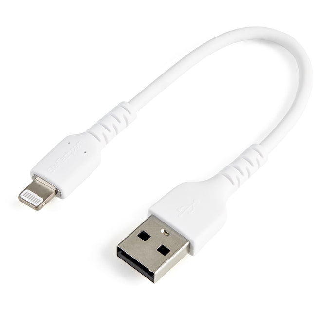 Startech.Com Cable Resistente Usb-A A Lightning De 15 Cm Blanco - Cable De Sincronización Y Carga Usb Tipo A A Lightning Con Fibra De Aramida Resistente - Certificado Mfi De Apple - Para Ipad/Iphone 12
