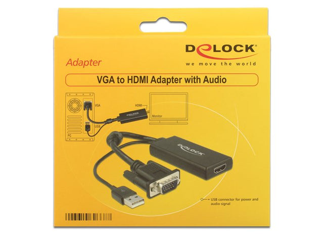 Delock Adaptador Vga + Audio A Hdmi Con Cable Negro