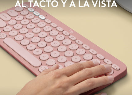 Teclado  Español Logitech Pebble Keys 2 K380s Rf Wireless + Bluetooth Qwerty Rosa
