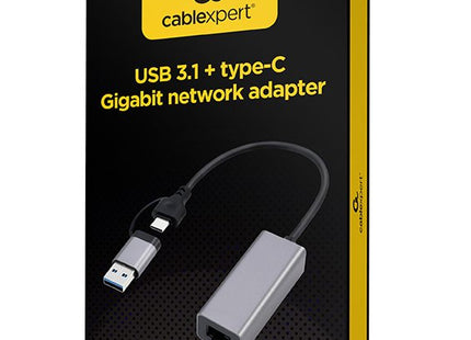 EAN 8716309128186 - Gembird A-USB3AC-LAN-01 USB 3.1 + type-C Gigabit network adapter space grey imagen 3