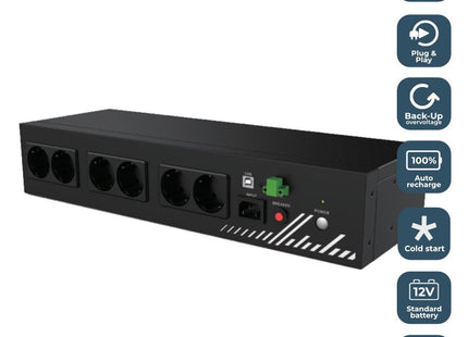 Unidad De Distribución Para Alimentación Phasak Compact 800 Va 9a 8x Schuko Formato Rack 2u