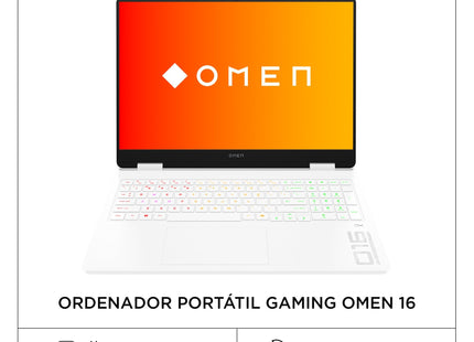 Portátil Gaming  Hp Omen 16 Am0042ns 16 " Core 7 240h 32gb  Ssd 1tb Nvidia Gforce Rtx5070 Freedos Blanco Ceramica