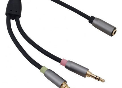 Cable Adaptador Helos, Conector Jack De 3,5 Mm / 2 Conectores Jack De 3,5 Mm, Premium, Negro