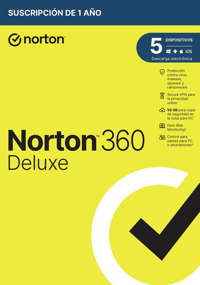Norton 360 Deluxe 50gb Es 1 User 5 Device 12mo Box