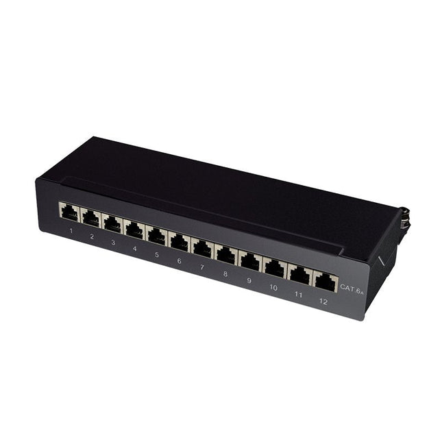Logilink Np0019b Patchpanel Mesa / Pared Cat.6a Stp 12 Puertos, Negro