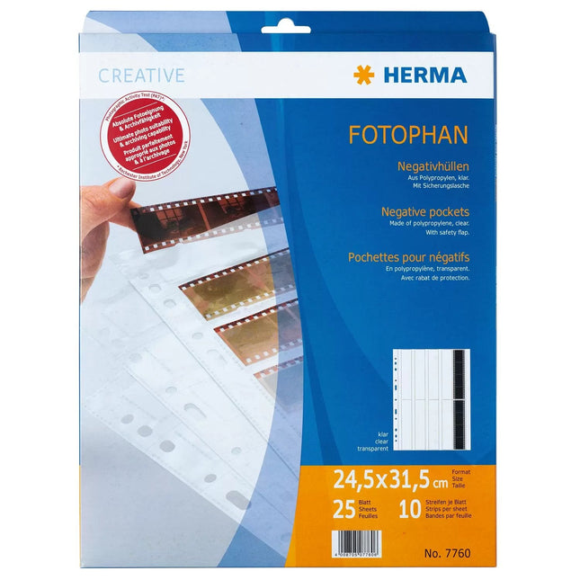 Herma Negative Pockets Pp Clear 25 Sheets/4-Strips 7760 Hojas