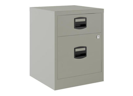Bisley Cajoneras Metalicas 1 Cajón Personal + 1 Cajón Archivo A4 Móvil Fondo 40cm Gris ( Montado)