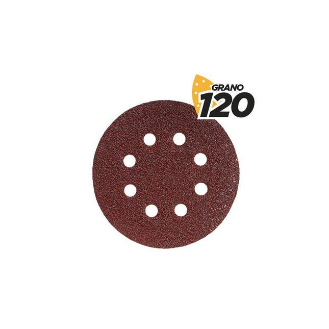 Blim Pack De 10 Lijas Con Velcro Para Lijadora Bl0136 - 125mm - Grano 120 - Formato Circular