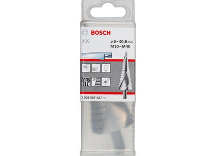 Bosch Professional Broca Escalonada Hss, Ø 6 Mm - Ø 40,5 Mm, M 10 - M 40 16 Pasos, Con Ranura En Espiral 2608587427