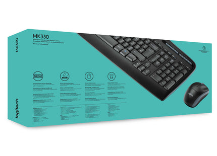 Teclado Ingles Logitech Mk330 Internacional Wireless Combo Unifying P/N:920-003989