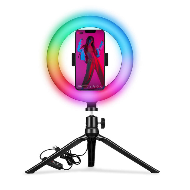Celly Clickringrgbbk Soporte Smartphone Tripode Proclick Con Anillo Luz Led