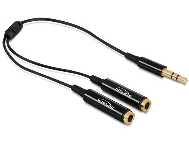 Delock Cable Audio Splitter Jack Macho 3,5 Mm> 2x Jack Hembra 3,5 Mm 25 Cm