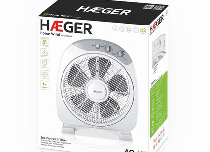 Ventilador De Suelo Haeger Home Wind 5 Aspas 40w Multidireccional Ø30cm 3 Velocidades Temporizador 60 Min Silencioso