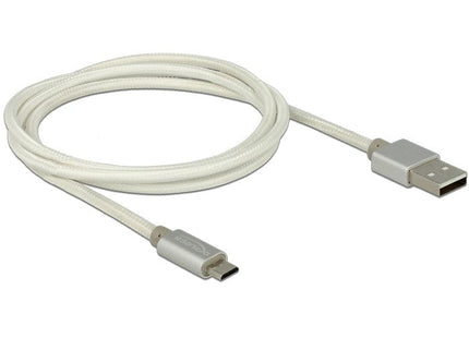 Usb Cable Delock A -> Micro-B M/M 1.00m Blanco Textilmantel