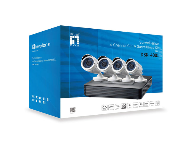 Levelone Ipcam 4-Kanal        Fix  Out H.264 Ir 4xcam Inkl.