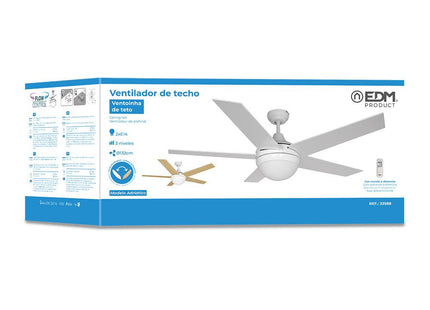 Ventilador De Techo Modelo Adriatico Blanco Potencia: 60w Aspas: Ø132cm Con Mando A Distancia Edm