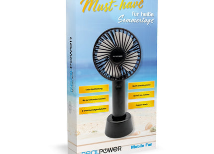 Ventilador Usb Móvil Realpower, Micro-Usb Negro, Con Batería