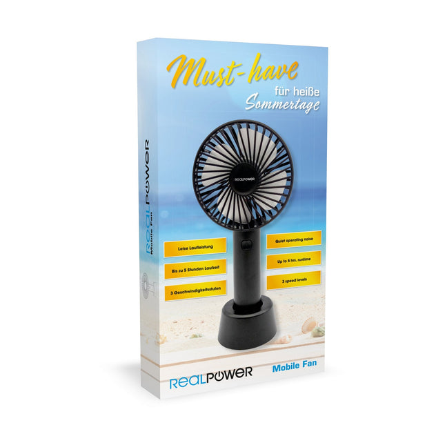 Ventilador Usb Móvil Realpower, Micro-Usb Negro, Con Batería