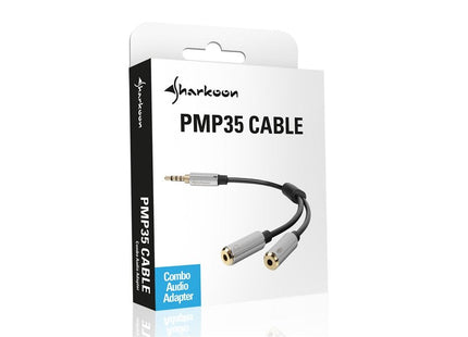 Sharkoon 0.12m, 3.5mm/2x3.5mm Cable De Audio 0,12 M 3,5mm 2 X 3,5mm Negro, Plata
