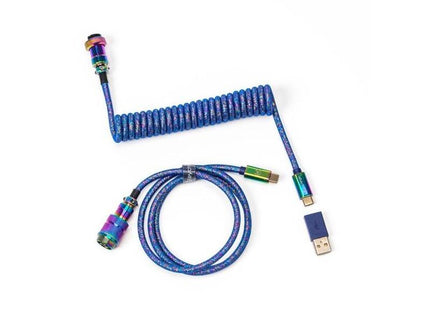 Cable Aviador En Espiral Keychron Usb 3.2 Gen 1 Premium, Conector Usb-C > Conector Usb-C Azul, 1,08 Metros, Cab-6
