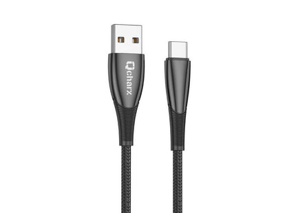 Cable Qcharx Berlin Usb A Tipo C 3a 1 M Zinc Negro Cordon Grueso Tacto Suave