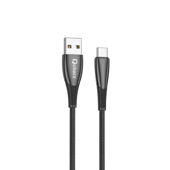 Cable Qcharx Berlin Usb A Tipo C 3a 1 M Zinc Negro Cordon Grueso Tacto Suave