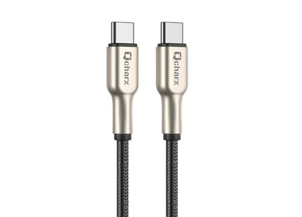 Cable Qcharx New York Tipo C A Tipo C 3a 20w 1 M Zinc Metálico Cordón Plateado Blindado