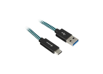 Cable Sharkoon Usb 3.2 Gen 2, Usb-A Macho > Usb-C Macho Negro/Azul Claro, 1 Metro, Con Funda 4044951027125