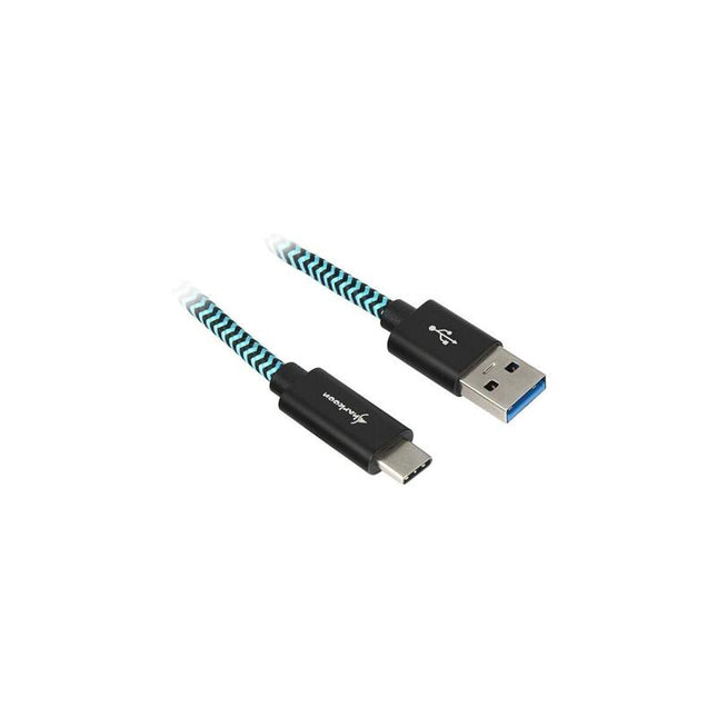 Cable Sharkoon Usb 3.2 Gen 2, Usb-A Macho > Usb-C Macho Negro/Azul Claro, 1 Metro, Con Funda 4044951027125