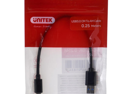 Cable Unitek Usb-C - Usb-A 3.1 M/M 0 25m Y-C490bk
