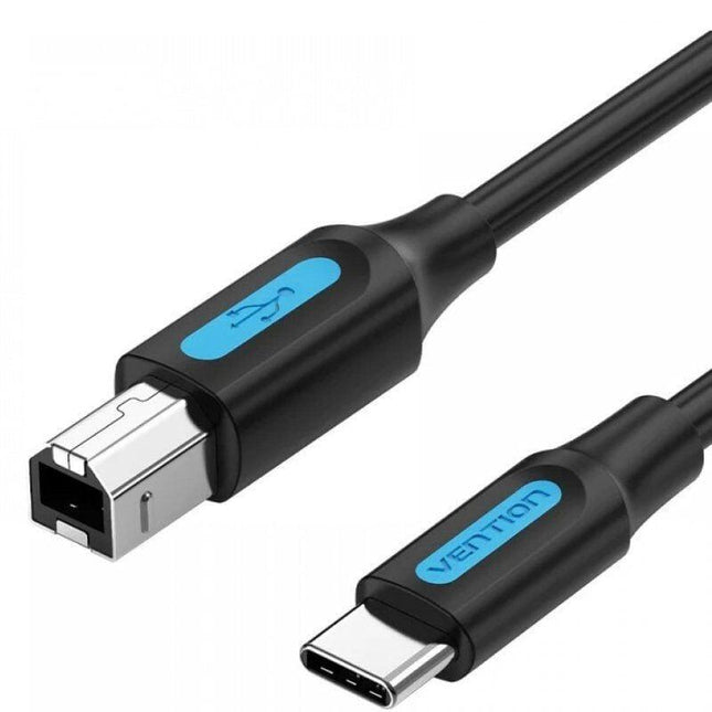 Cable Usb 2.0 Impresora Vention Cqubf Usb Tipo-B Macho Usb Tipo-C Macho 480mbps 1m Negro