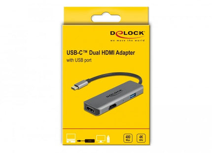 Delock Adaptador Usb Type-C Dual Hdmi Con 4k 60 Hz Y Puerto Usb