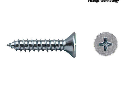 Caja 1000 Unid. Tornillo Chapa Avellanado Philips Din/Ref 7982 3,5x9,5mm Zincado Celo